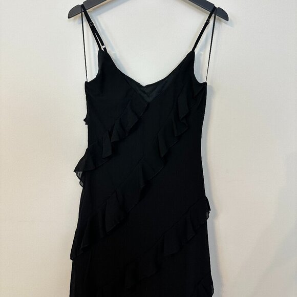 PETAL & PUP Ciao Ruffle Chiffon Gown in Black Size Large - Picture 11 of 14